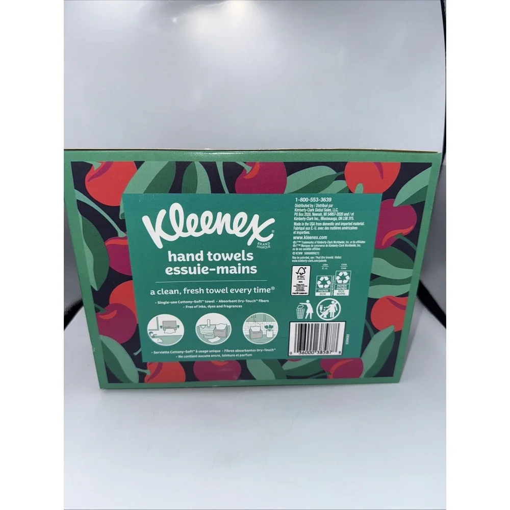 Kleenex Hand Towels Disposable Single-Use Paper Towels 60 Count Floral Box